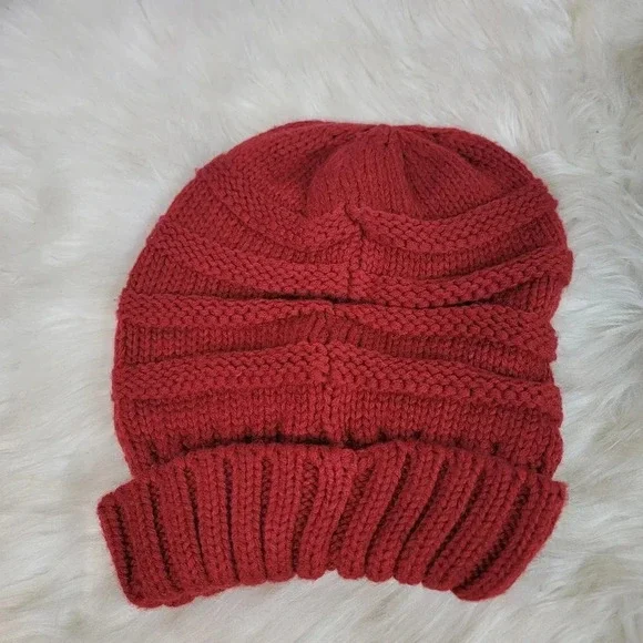 CC C.C Beanie Slouchy Knit Oversized Thick Cap Hat Unisex‎ Slouch Burgundy Solid - Picture 2 of 5